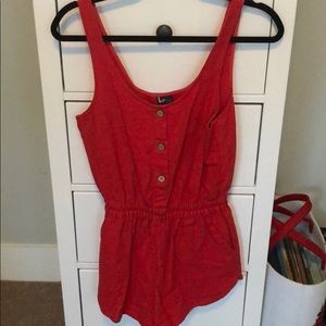 Sparkle and Fad Red Linen Romper